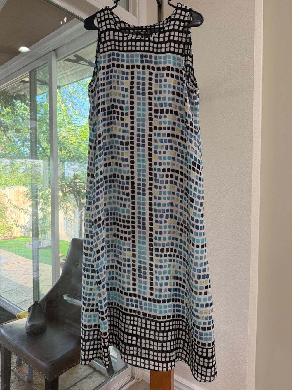 NIC+ZOE Blue, Black and White Geo Print Midi Dress - Picture 2 of 6